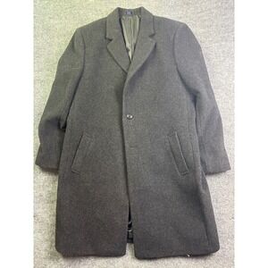 Hathaway‎ Platinum Overcoat Mens 44R Gray Wool Cashmere Blend Long Coat 871863